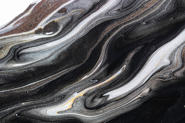 黒の液体大理石の背景抽象的な流れるテクスチャ実験アート