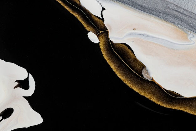 Черный жидкий мраморный фон ручной работы акриловой краской