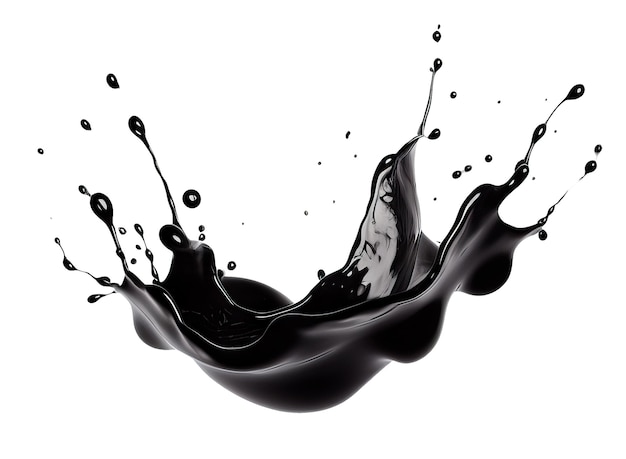 Free photo black liquid splash isolated over a white background