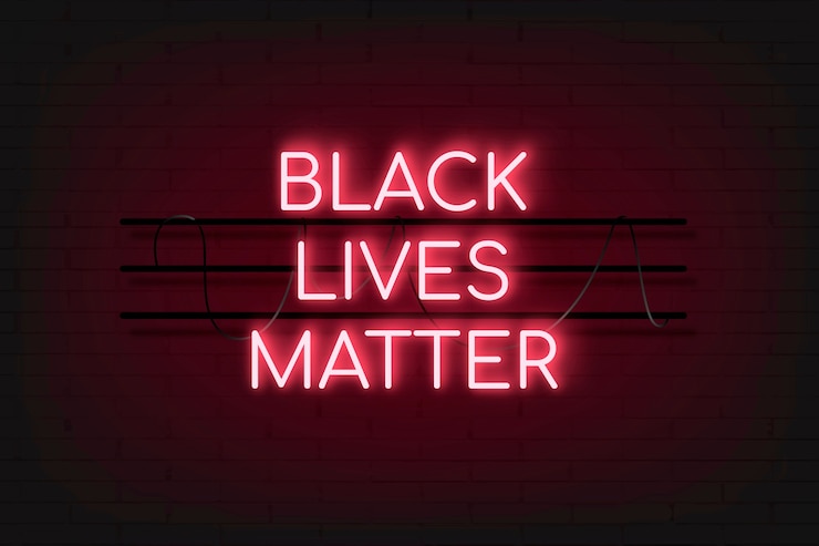 Free Photo black lives matter red neon glow background