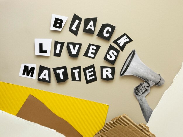 Black lives matter text top view