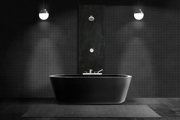 Foto gratuita interior design autentico del bagno di lusso nero