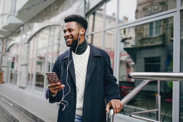 Black man in a city