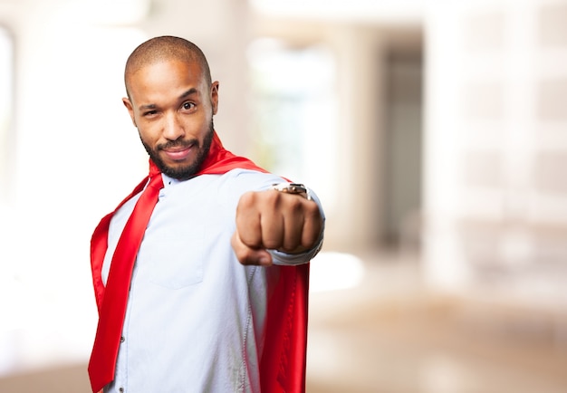 Free photo black man hero angry expression