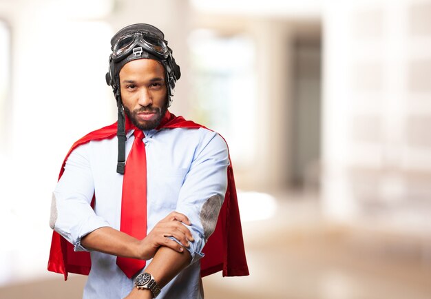 Free photo black man hero angry expression