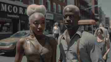 Free photo black man and woman street fashion photography