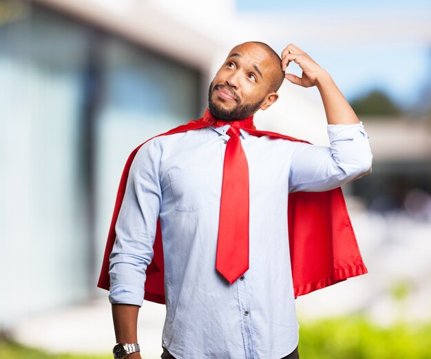 black man worried expression