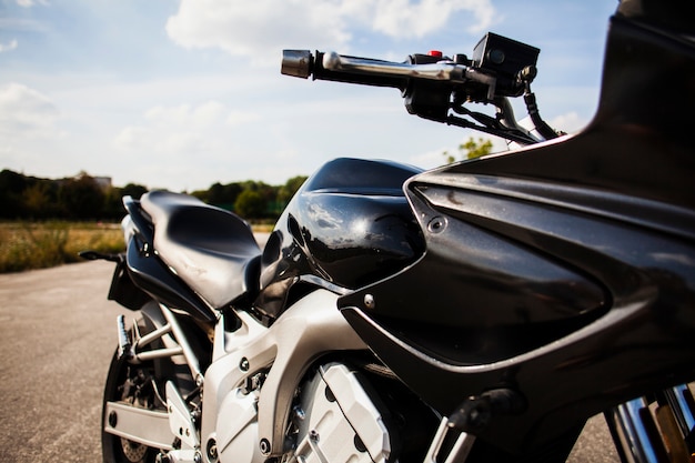 Black motorbike on the road