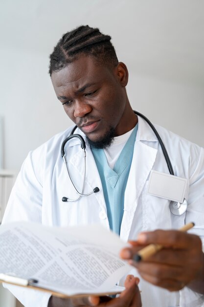 Black nurse at their workspace