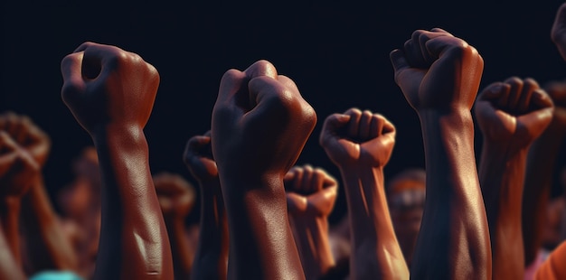 Free photo black people hands up freedom generative ai