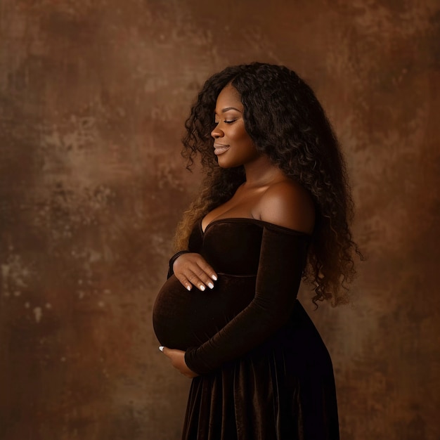 Black pregnant women posing