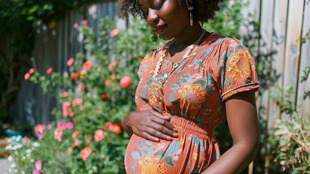 Black pregnant women posing