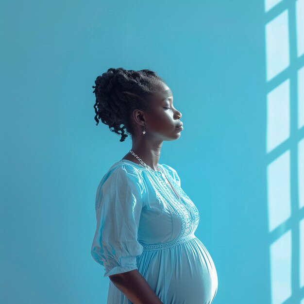 Black pregnant women posing