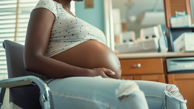 黒人妊婦がポーズをとっている