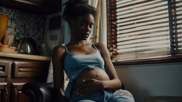 Black pregnant women posing