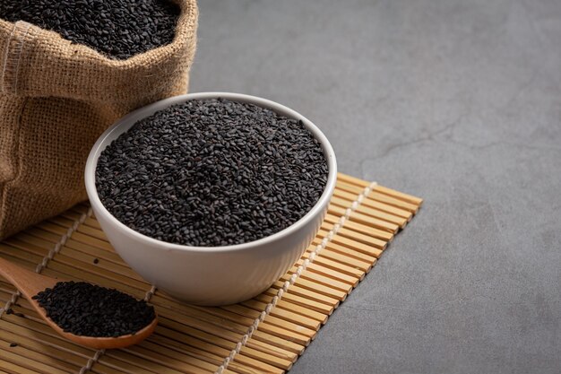 Black sesame on dark background