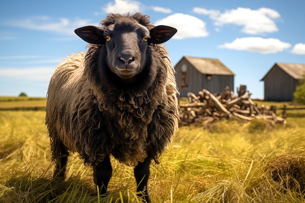 Free photo black sheep portrait