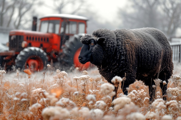 Free photo black sheep portrait