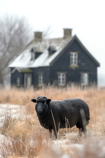 Free photo black sheep portrait