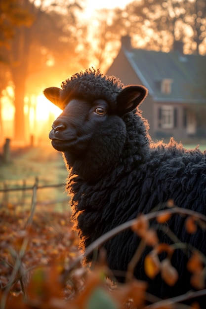 Free photo black sheep portrait