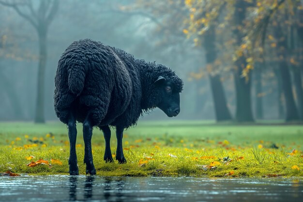 Free photo black sheep portrait