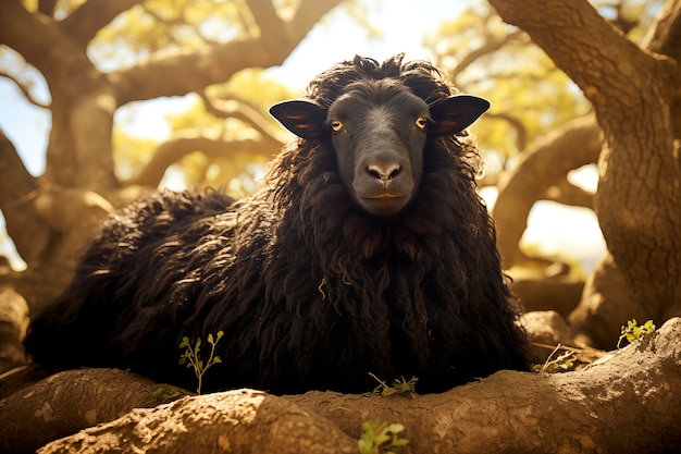 Free photo black sheep portrait