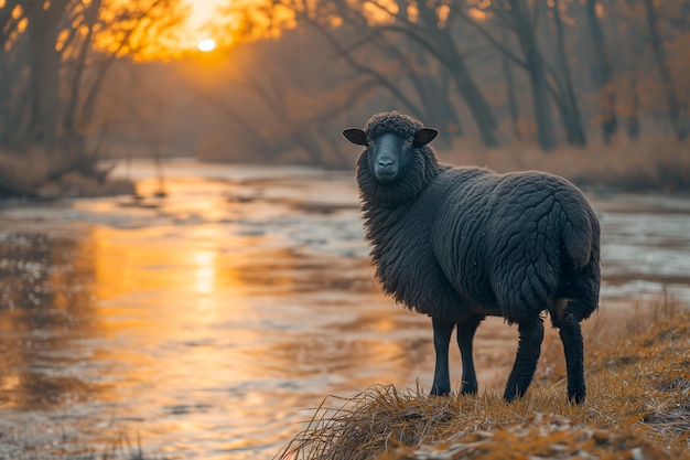 Free photo black sheep portrait