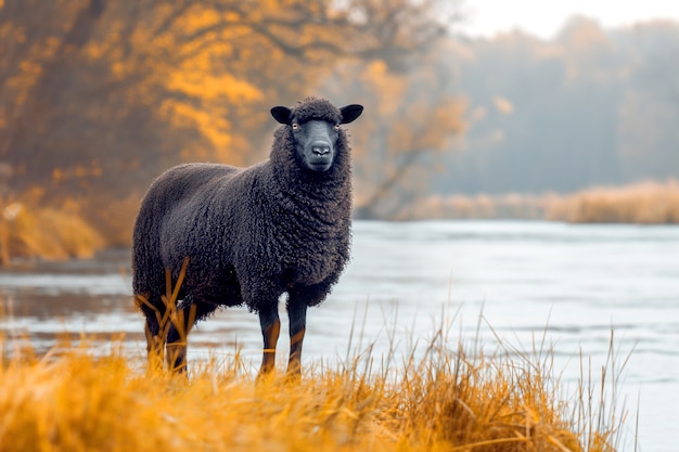 Free photo black sheep portrait