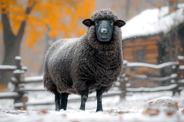 Free photo black sheep portrait