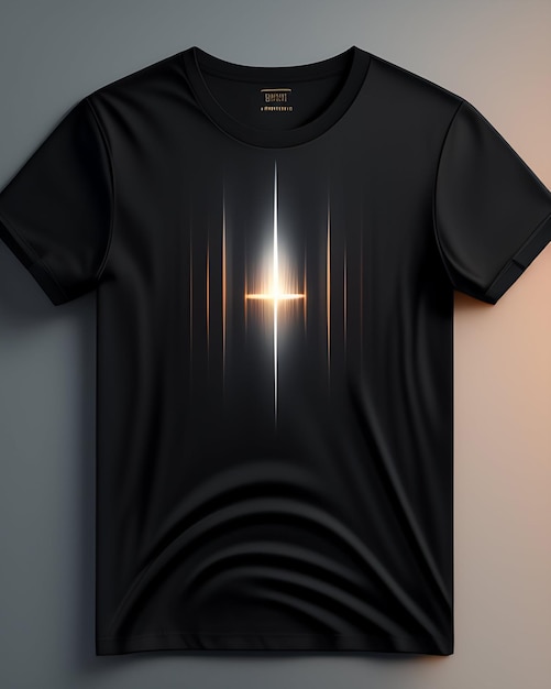 A black shirt with a light on it that says the word on it