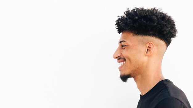 Black smiling man profile