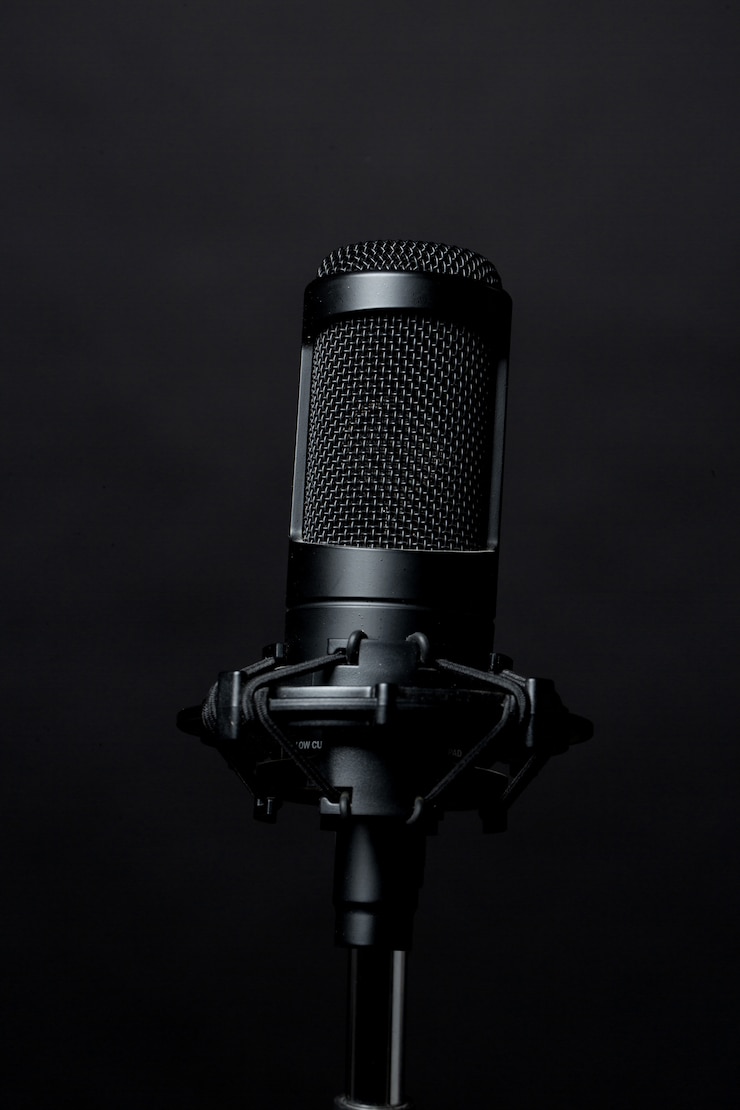 Free Photo black standing microphone