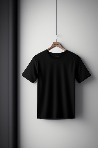 A black t shirt is hanging on a hanger with the word dope on it