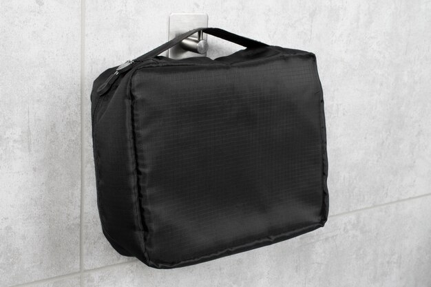 black  toilet bag still life