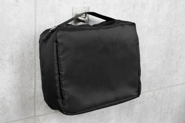 Black  toilet bag still life