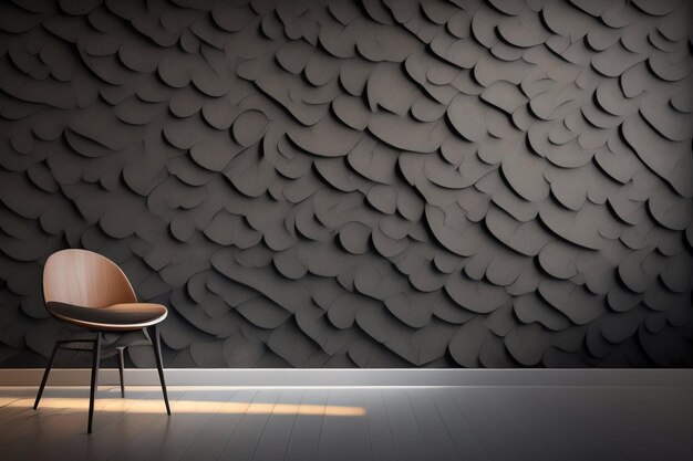 A black wall with a fish shaped pattern.