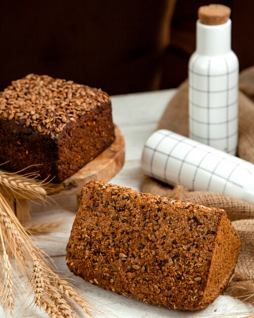 Black and white bread with sesame