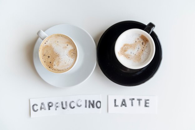 Black and white cappuccino latte