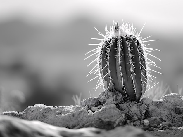 Black and white desert cacti