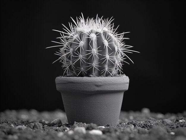 Black and white desert cacti