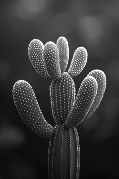 Black and white desert cacti