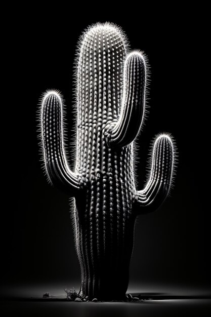 Black and white desert cacti