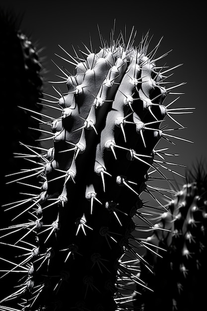 Black and white desert cacti