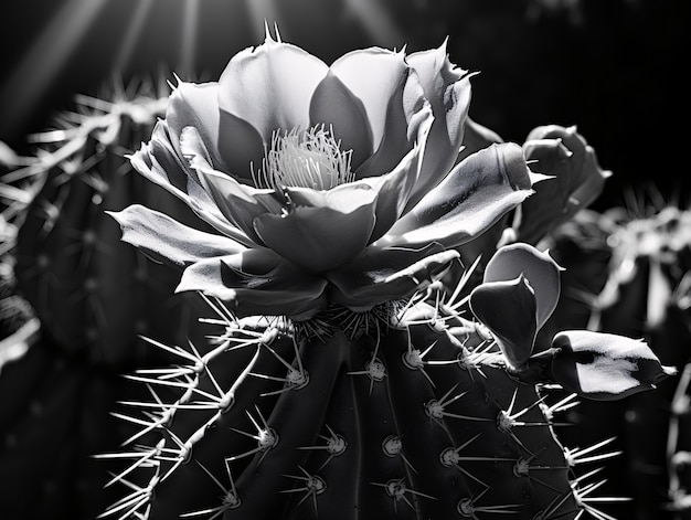 Black and white desert cacti