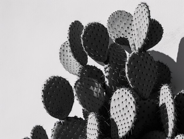 Black and white desert cacti
