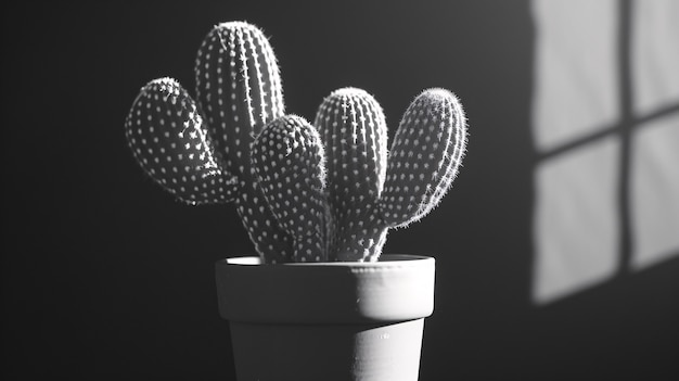 Foto gratuita cactus del deserto bianco e nero