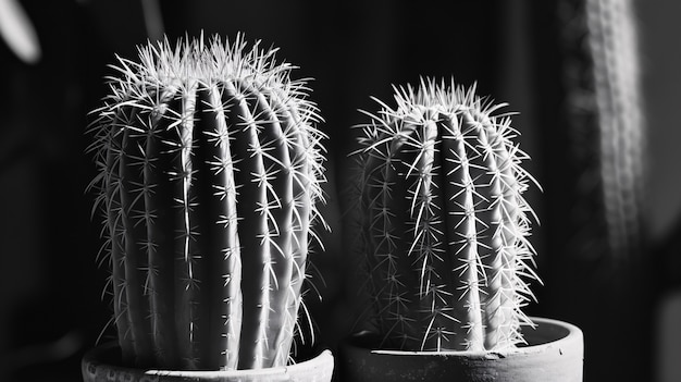 Foto gratuita cactus del deserto bianco e nero