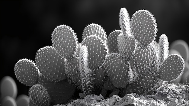 Black and white desert cacti