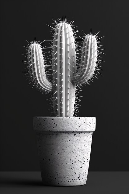 Black and white desert cacti