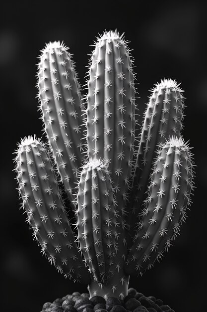 Black and white desert cacti